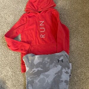 Under Armour Red Girls' Hoodie with Gray Camouflage Sweatshirt